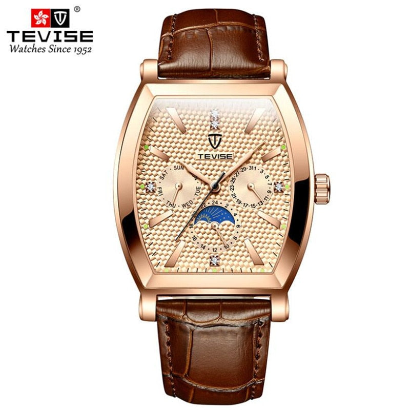 2021 Top Brand Luxury Tonneau Shape Men Sports Watches Black Steel Case Men's Quartz Date Clock Male Waterproof Vintage Watch