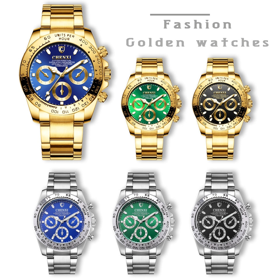 CHENXI Male Golden Wristwatches For Men Watches Casual Quartz Watch Luxury Brand Waterproof Clock Man Relogio Masculino