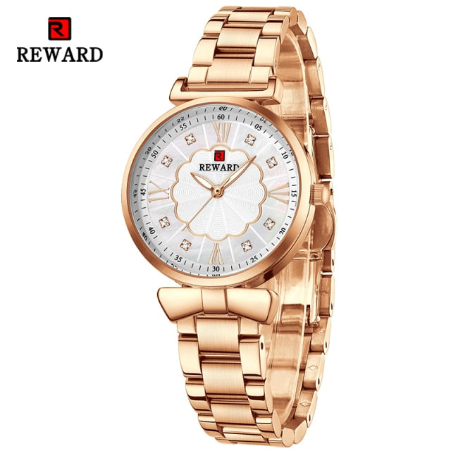 New Reward Women Quartz Watches Top Brand Fashion Lady Stainless Steel Wrist Watch Waterproof Luminous Superthin Clock Timepiece
