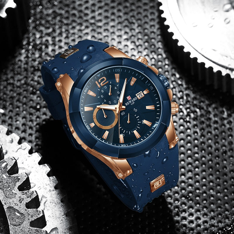 Reward Quartz Wristwatches for Men Multi-function Chronograph Waterproof Sport Men's Wrist Watches Timepiece