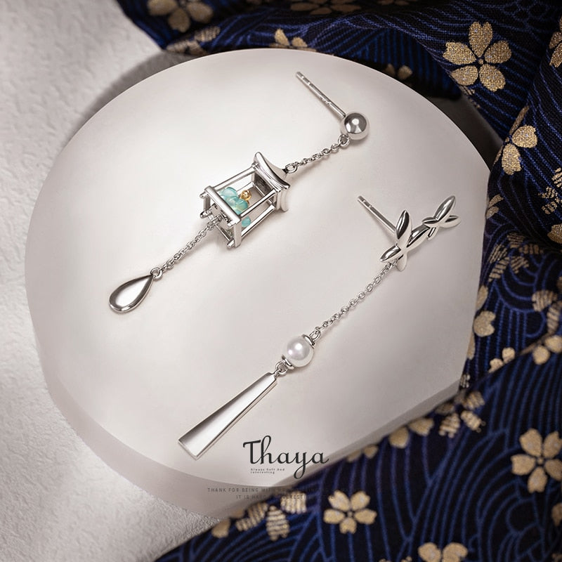 Thaya 925 Sterling Silver Needles Tassels Green Lantern Earrings Eardrop Exquisite Earrings Dangle For Women Luxury Fine Jewelry