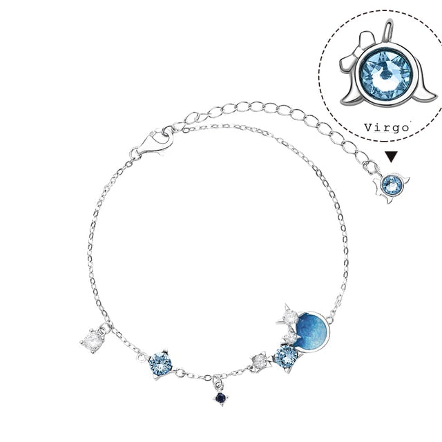 Thaya Original Design S925 Silver Nebule Bracelet Ladies Twelve Constellations Drop Oil Fashion Women Link Bracelet Fine Jewelry