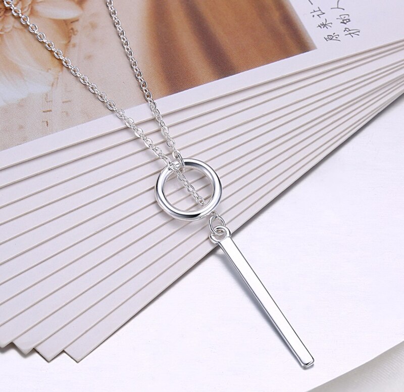 YANHUI Vintage 925 Sterling Silver Jewelry Circle Strip Long Chain Pendants&Necklaces sterling-silver Choker Necklace VNS8002