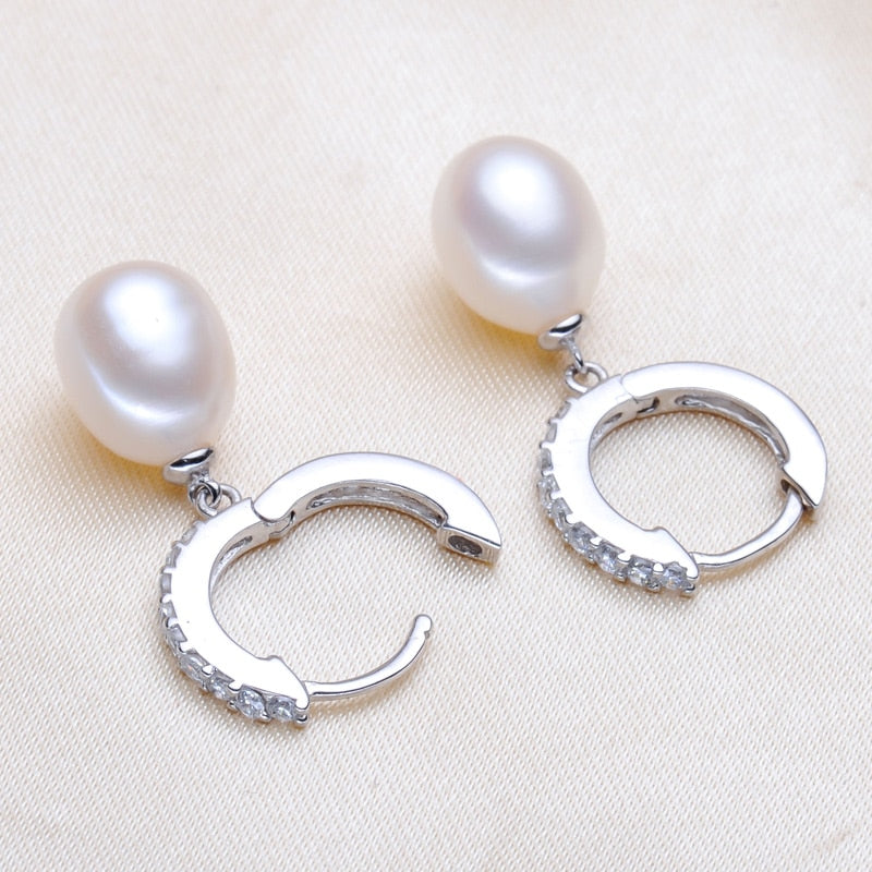ZHBORUINI 2019 Pearl Earrings Genuine Natural Freshwater Pearl 925 Sterling Silver Earrings Pearl Jewelry For Wemon Wedding Gift