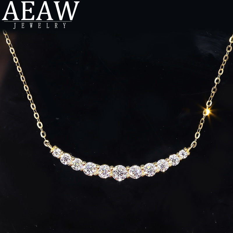 0.95ctw Round Brilliant Cut DEF Color Moissanite Pendant Real 18K Yellow Gold Real 18k Yellow Gold Gift For Women Certificated