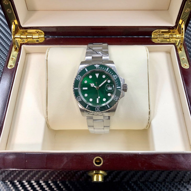 PARNIS Men's Automatic Watch Submariner 40mm Sapphire Glass Mechanical Parnis Green R30