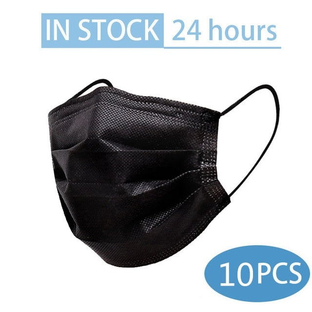 10-200pcs Disposable Mask mascarillas Nonwoven Face Masks hygienic approved Anti Dust Breathable Adult Mouth Mask Black masque