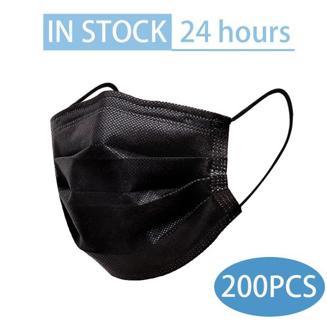 10-200pcs Disposable Mask mascarillas Nonwoven Face Masks hygienic approved Anti Dust Breathable Adult Mouth Mask Black masque