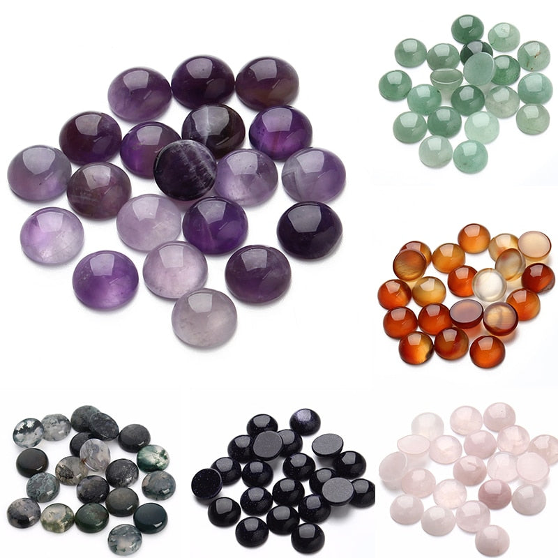 10-30pcs/lot 6/8/10/12mm Purple Amethysts Natural Stone Beads Round Loose Beads Cabochon Cameo Pendants Bsase Tray For Jewelry