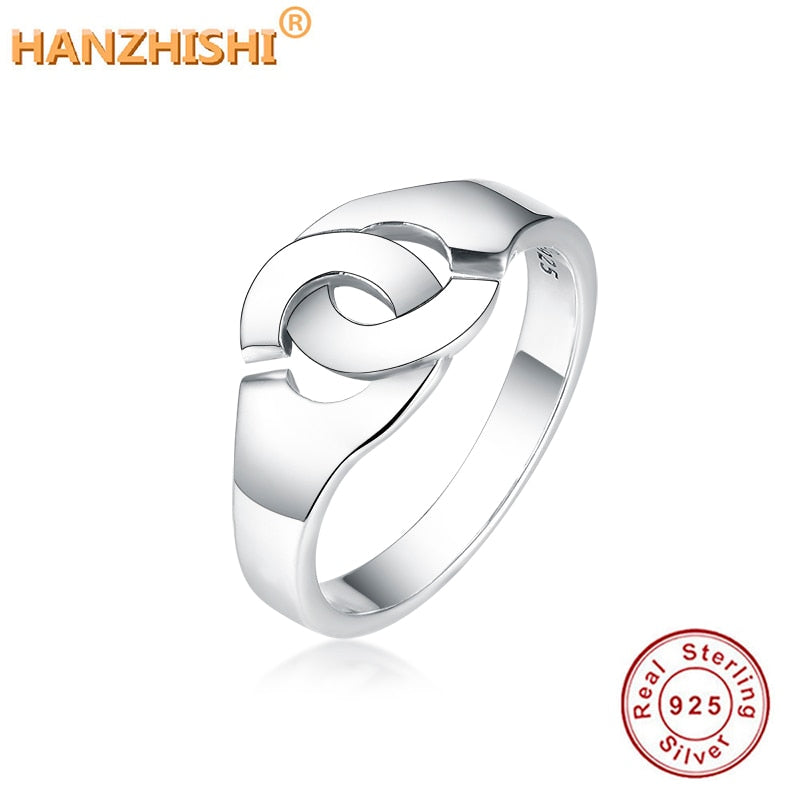 100% 925 Sterling Silver Handcuff Ring For Women and Man French Popular Handcuff Shape Ring Silver Jewelry Menottes Anneau