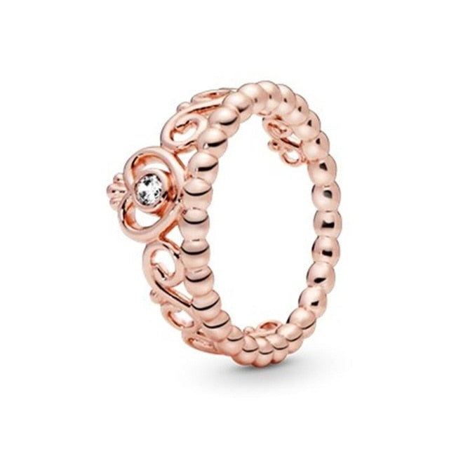 100% 925 Sterling Silver  Rose Gold 24 Most Popular Women's  Pan Rings For Women Wedding Party Gift Fashion Jewelry