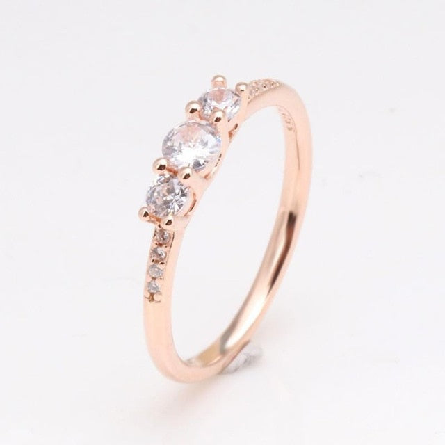 100% 925 Sterling Silver  Rose Gold 24 Most Popular Women's  Pan Rings For Women Wedding Party Gift Fashion Jewelry