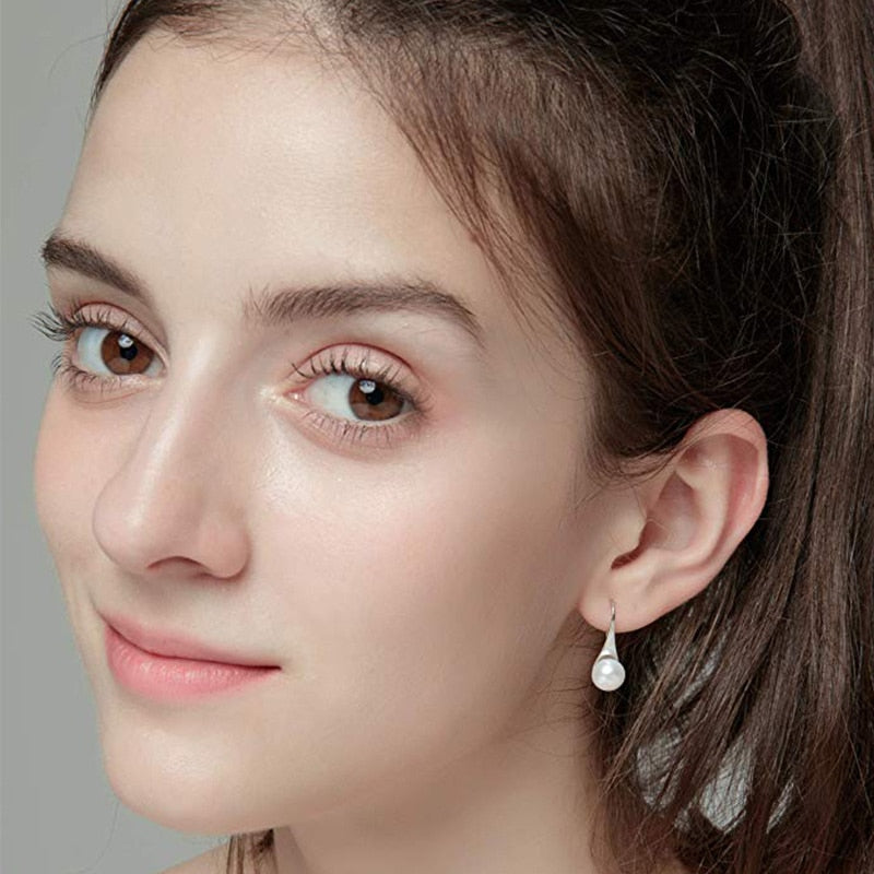 100% Real Freshwater Pearl Earrings Dangle Drop Sterling Silver Earrings 6-7mm Natural Pearl Fine Jewelry for Women 2019 New