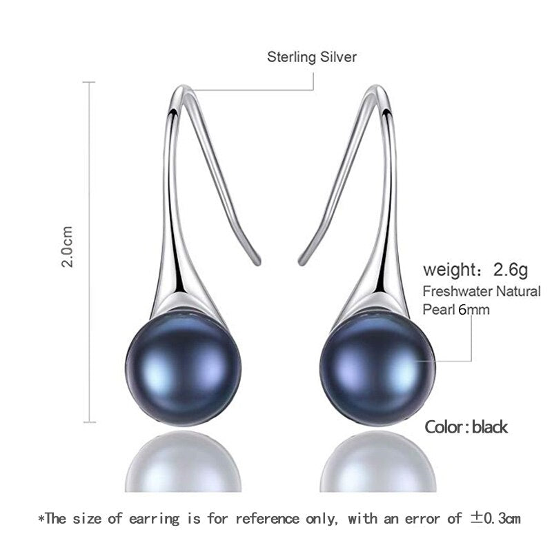 100% Real Freshwater Pearl Earrings Dangle Drop Sterling Silver Earrings 6-7mm Natural Pearl Fine Jewelry for Women 2019 New