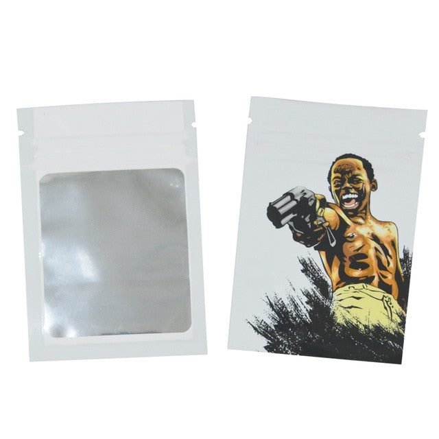 100 pcs 7x10 cm (2.76"x3.94") Zip Lock Pouches Aluminum Mylar Foil Food Bags 3.5 Grams Customized Printed Bags With Windows