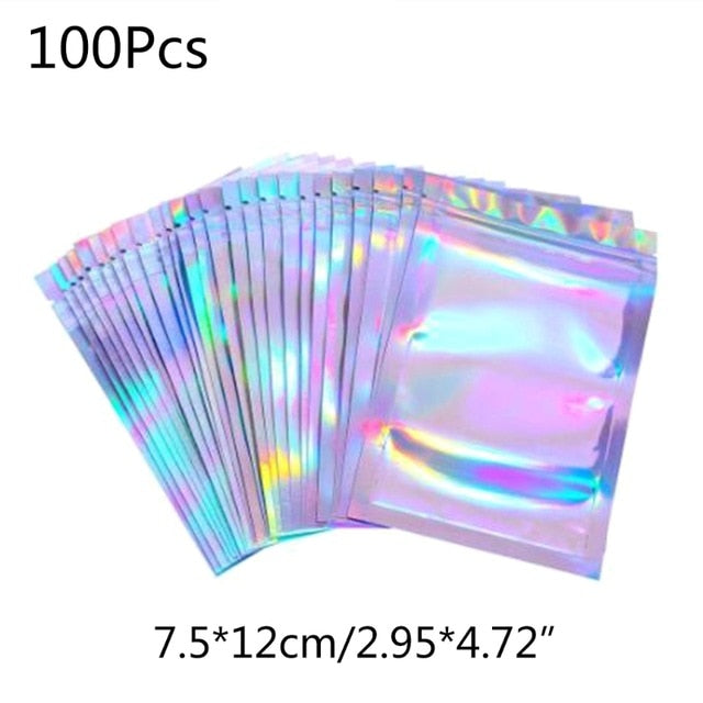 100pcs Translucent Zip Lock Bags Holographic Storage Bag Xmas Gift Packaging Socks Sexy Lingerie Glove Cosmetics