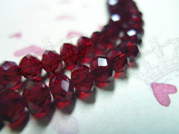 100x 6mm Dark Garnet Red Faceted Rondelle Crystal Glass Loose Beads