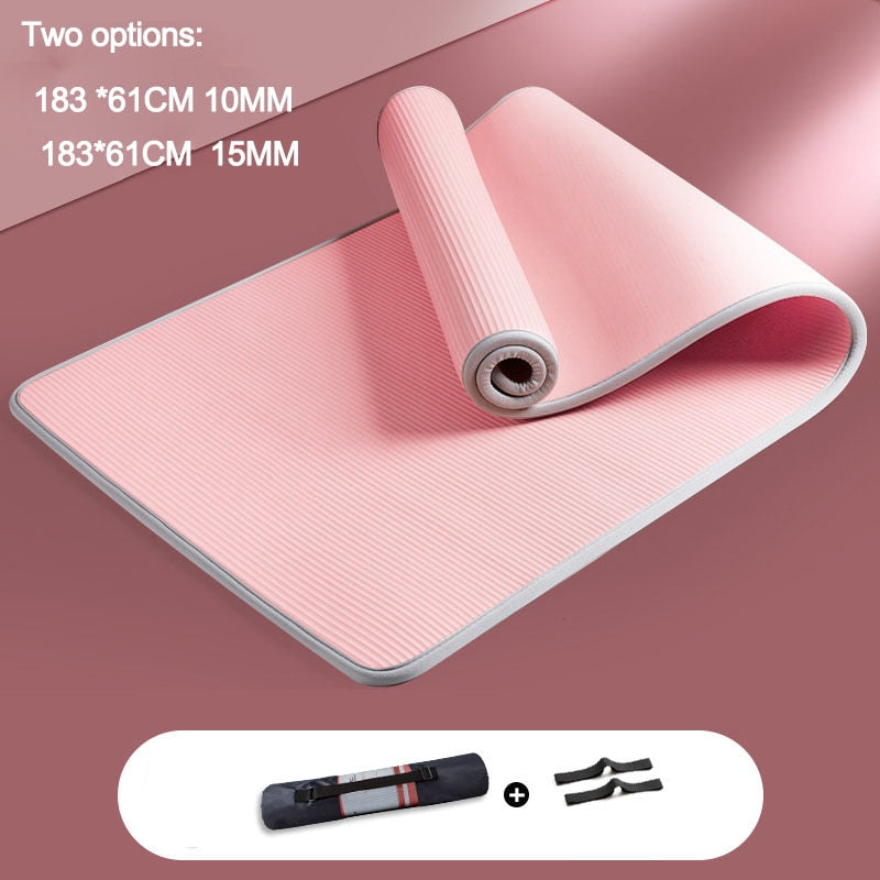 10MM 15MM Yoga Mat NRB Non-slip Mats For Fitness Thicken Pilates Gym Exercise Pads Carpet Mat with Bandages Yoga Pad XA146++A