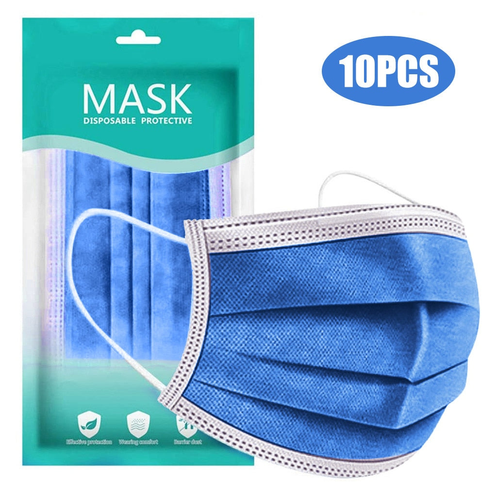 10PC Black Disposable Mask For Face Women Halloween Cosplay Mask Scarf Face-mask Mondmasker Mascarilla Desechable Masque маска