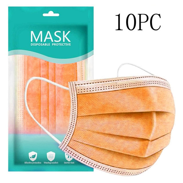10PC black Disposable Face Mask Skin Care Personal 3ply Non-woven Cloth Halloween Cosplay Disposable Adult Unisex Masks Masque
