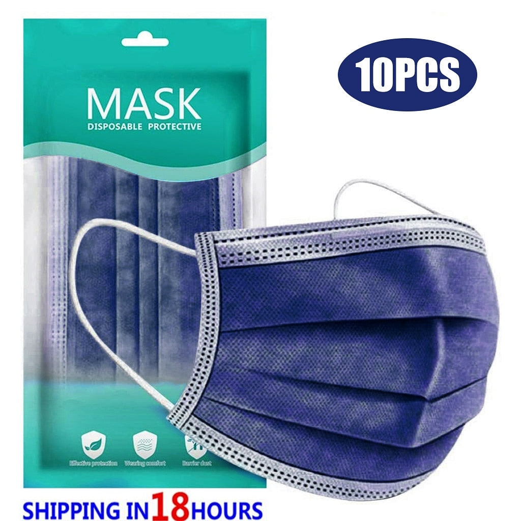 10PCS Black Disposable Mask For Face Women Halloween Cosplay Mask Scarf Face-mask Mondmasker Mascarilla Desechable Masque маска