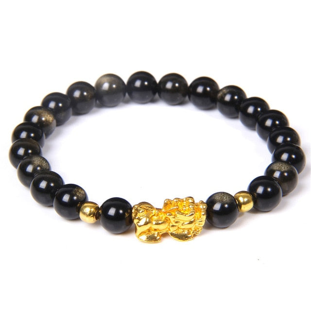 13 Styles Buddha Six Words Bracelets For Men Natural Black Obsidian Bracelet Gold Pixiu Bracelet Fengshui Bangle Women Jewelry