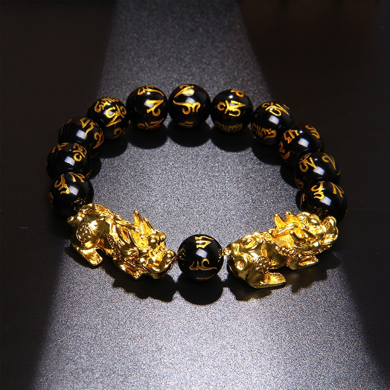13 Styles Buddha Six Words Bracelets For Men Natural Black Obsidian Bracelet Gold Pixiu Bracelet Fengshui Bangle Women Jewelry