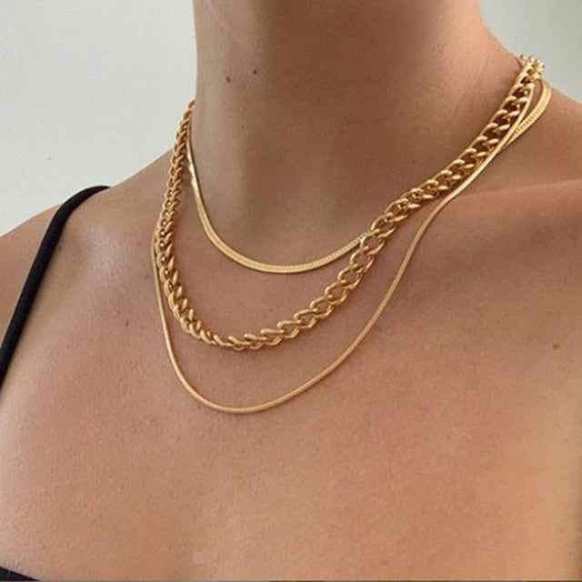 17KM Big Chain Choker Necklaces For Women Men Vintage Geometric Gold Necklaces Chunky Thick Fashion Female Jewelry Wedding Gift