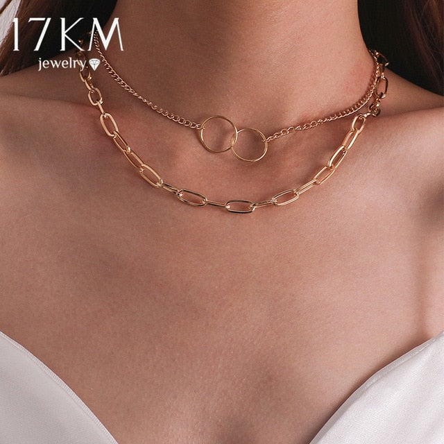 17KM Bohemian Gold Necklaces For Women Multilayer Fashion Pearl Pendants Necklace Portrait Chokers 2020 Trendy New Jewelry Gift