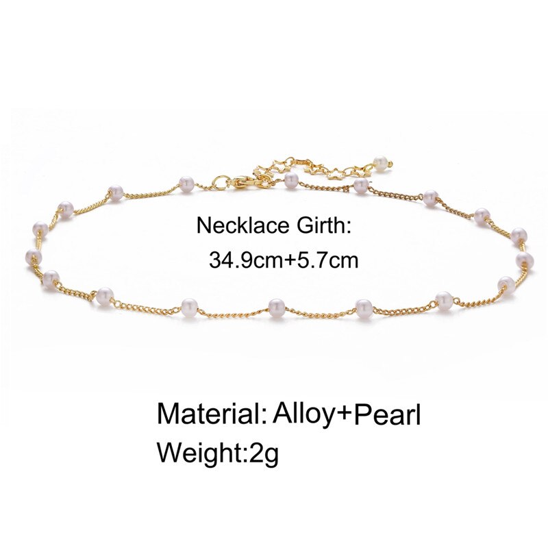 17KM Vintage Pearl Choker Necklaces For Women 2020 Crystal Star Chain Necklace Trendy Beads Pearl Chokers New Jewelry Gift