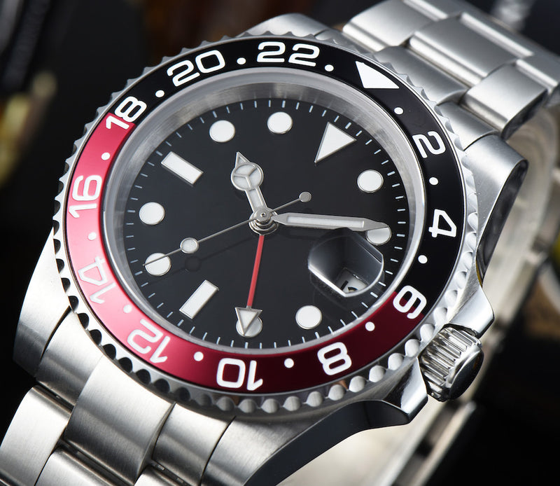 Men's self-winding watch / high quality movement GMT 40mm black, red / suit, popular luxury brand / waterproof / fashion