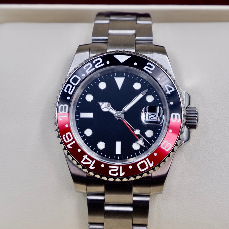 PARNIS Men's self-winding watch GMT 40mm sapphire glass mechanical parnis R28