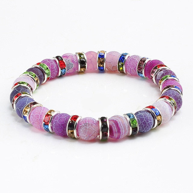 1Pcs Classic Colorful Purple Love Crystal Beaded Chakra Yoga Bracelet Female Natural Stone Beads Bracelets Women Men Jewelry Hot