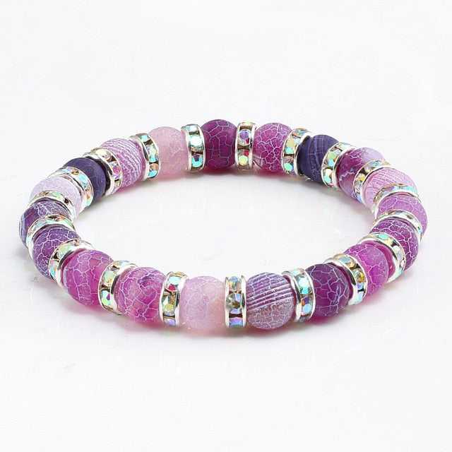 1Pcs Classic Colorful Purple Love Crystal Beaded Chakra Yoga Bracelet Female Natural Stone Beads Bracelets Women Men Jewelry Hot