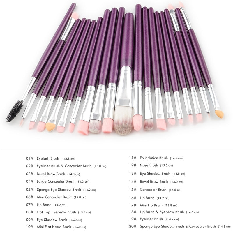 20 PCS Makeup Brushes Eyeshadow Rouge Lipstick Liquid Foundation Mascara Brushes Cosmetic Beauty Tools Maquiagem Brush Kits