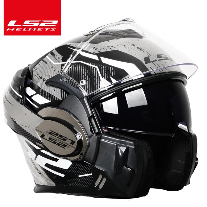 2018 Valiant LS2 FF399 full face motorcycle helmet flip up dual visor authentic wear glasses design ECE cascos de motos NEW MODE