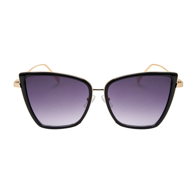 2019 New Brand Designer Cateye Sunglasses Women Vintage Metal Glasses For Women Mirror Retro Lunette De Soleil Femme UV400