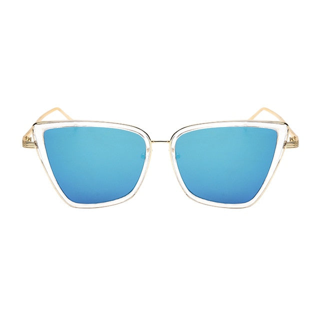 2019 New Brand Designer Cateye Sunglasses Women Vintage Metal Glasses For Women Mirror Retro Lunette De Soleil Femme UV400