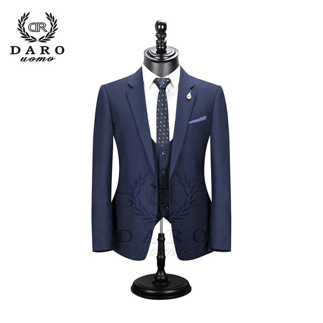 2020 DARO Men Suits  Slim Fit Jacket pants vest for Business Work and weeding Wear  3Pcs Set DR6158