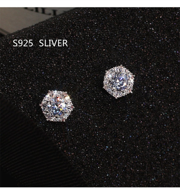 2020 Fashion Luxury 925 Sterling Silver Zircon Stud Earing Earrings for women christmas gift jewelry Best Black Friday Deal Z5