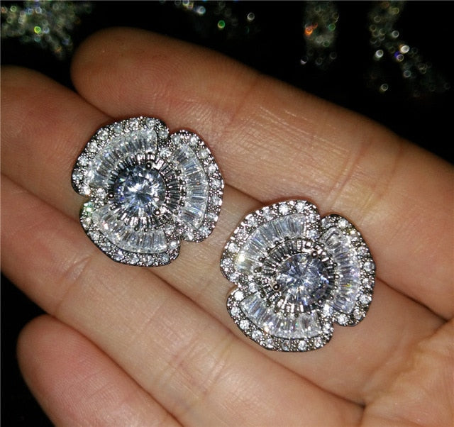 2020 Fashion Luxury 925 Sterling Silver Zircon Stud Earing Earrings for women christmas gift jewelry Best Black Friday Deal Z5