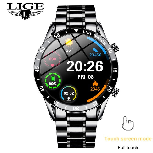 2020 Men's Smart Watch Business Fashion Style Full Screen Touch Heart Rate Monitor IP68 Waterproof for Xiaomi Smart Watch + Box