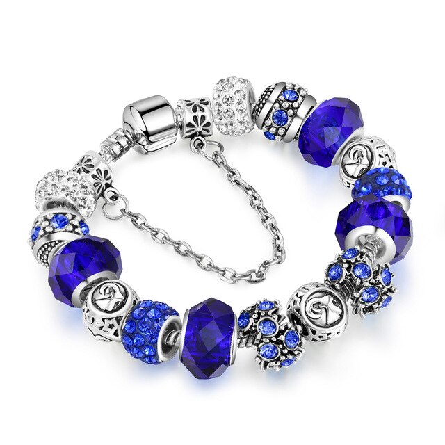 2020 New 12 Constellation Bracelet Woman panjia style Charm Crystal Glass Alloy Big Bead Bracelet Fashion Jewelry