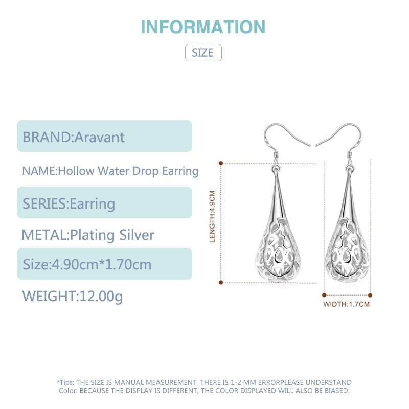 2020 New Arrival 925 Silver Hollow Teardrop Long Earrings Wedding Jewelry For Women Gifts