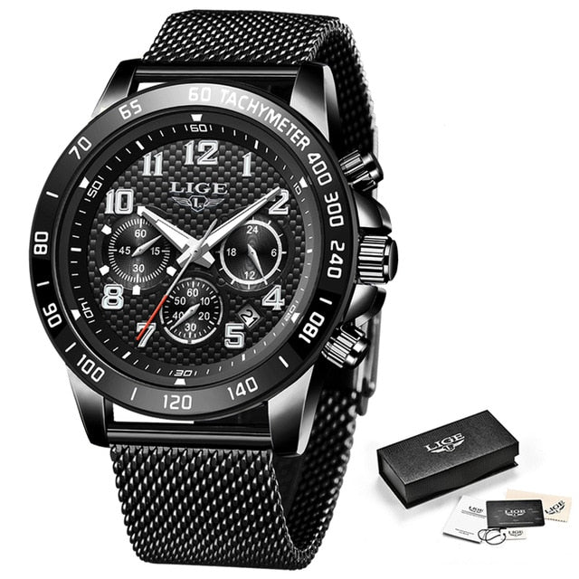 2020 New Arrival Men Watches LIGE Top Luxury Brand Sport Watch Men Chronograph Quartz Wristwatch Date Male Relogio Masculino+Box