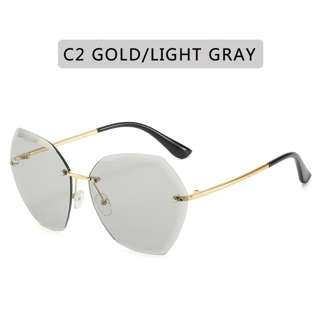 2020 New Fashion Brand Design Vintage Rimless Pilot Sunglasses Women Men Retro Cutting Lens Gradient Sun Glasses Female UV400