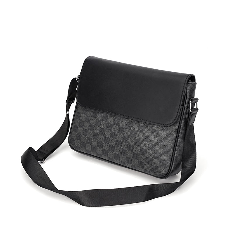 2020 New Style Brand Luxury Men's Shoulder Bag PU Leather Plaid Designer Crossbody Message Bags Business Handbags For Men Bolso