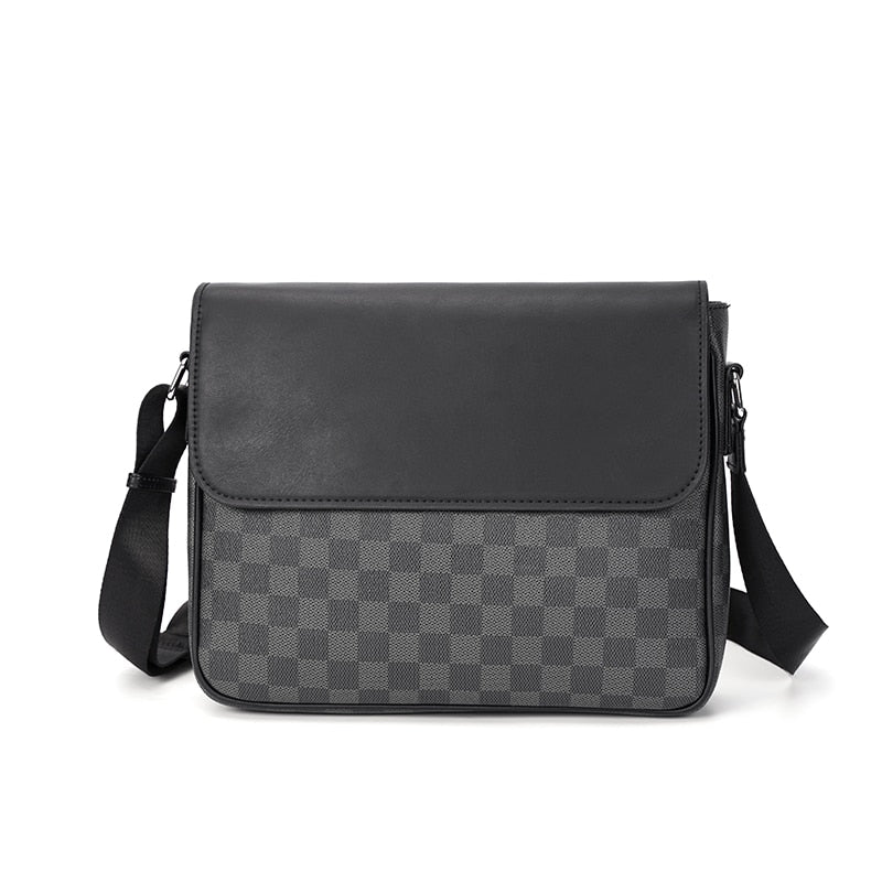 2020 New Style Brand Luxury Men's Shoulder Bag PU Leather Plaid Designer Crossbody Message Bags Business Handbags For Men Bolso