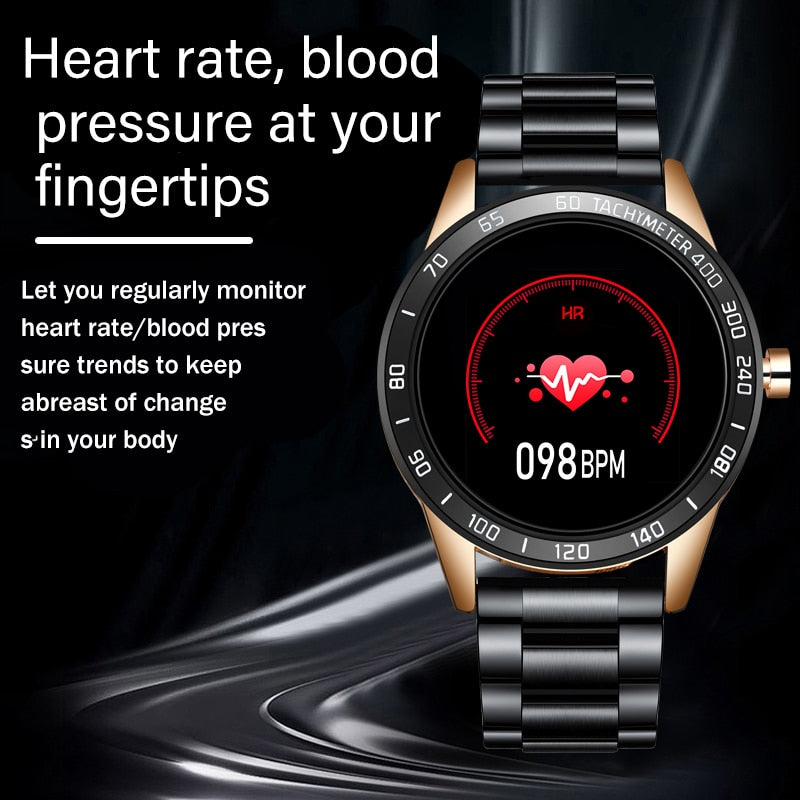 2020 New steel band Men smart watch Waterproof sport for Xiaomi iPhone information Heart rate monitor smartwatch Fitness tracker