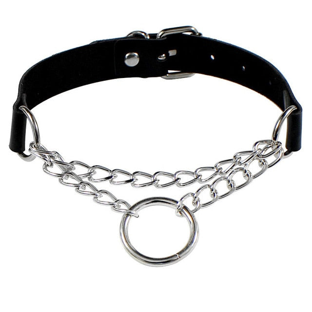 2020 Punk PU Leather Lock Key Heart Round Spike Rivet Collar Studded Choker Necklace Body Birthday Party Gift chocker Jewelry
